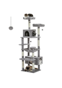 Large Indoor Cat Tree 72", 8-Level with Sisal, Hammock & Condo