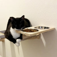 Cat Wall Shelves 15.7" x 9.8", with Removable Feeding Station & 2 Steel Bowls
