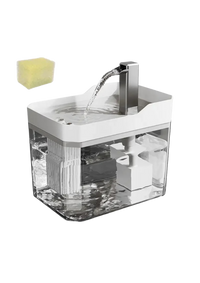 Cat Water Fountain 1.5L, Transparent Tank with Raised Faucet Spout, Filter & Anti-Dry-Burn Pump