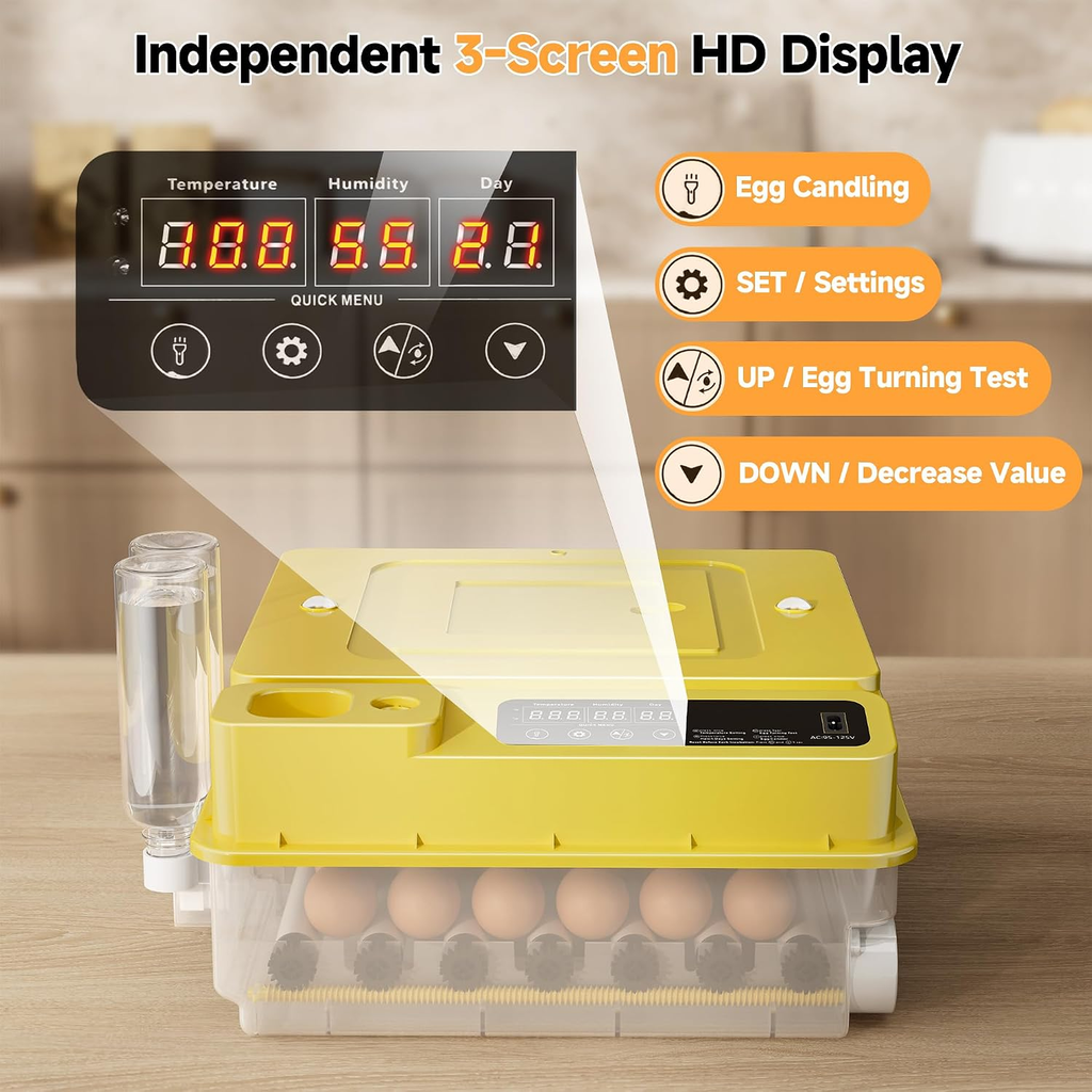 Automatic Egg Incubator – 36-Egg Digital Hatcher with Humidity Control & Candler
