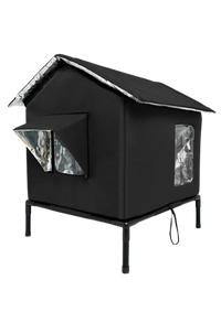 Insulated Cat House 22", Waterproof Oxford Tent with Thermal Lining & Elevated Stand