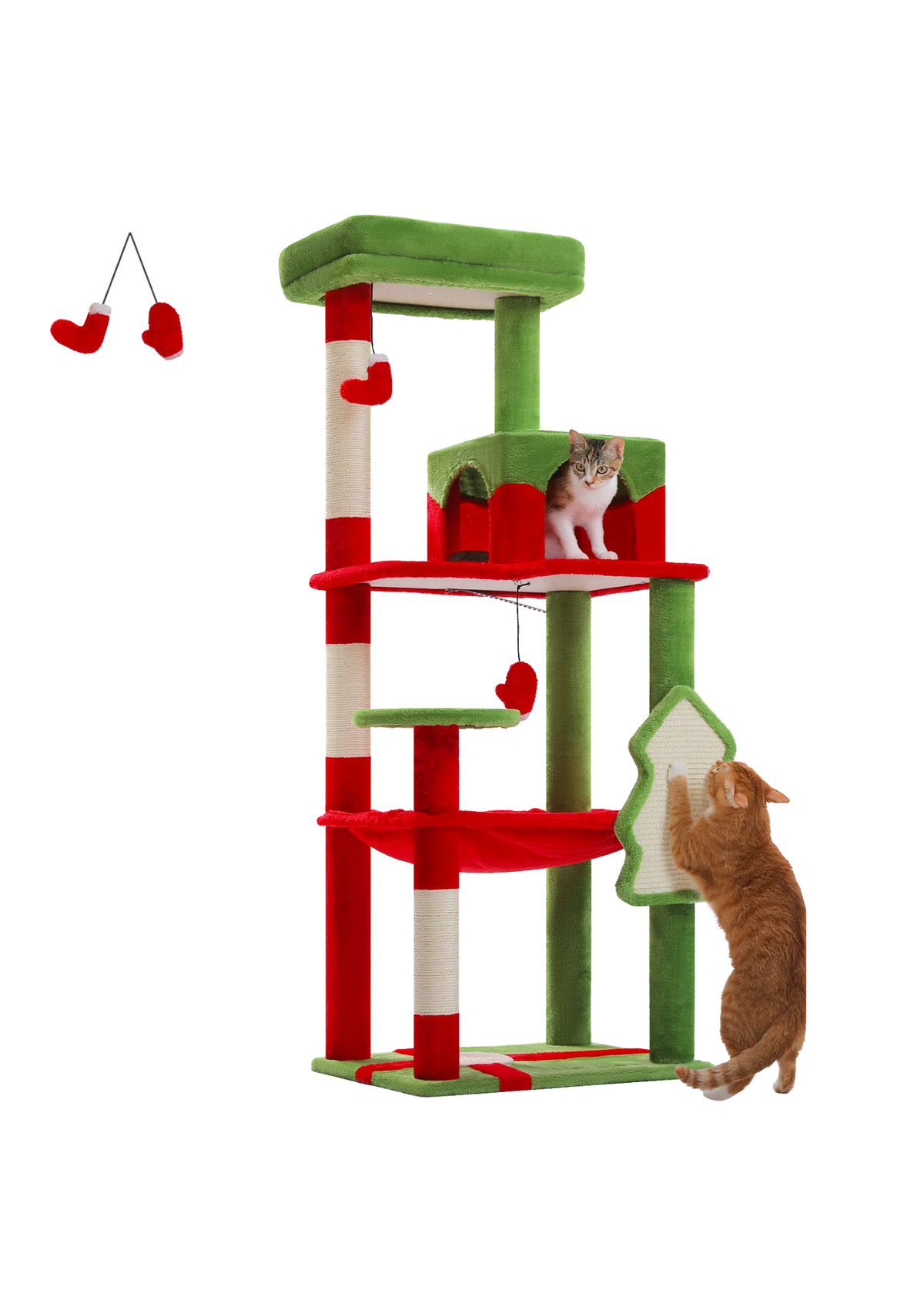 Indoor Cat Tree 56", 5-Level with Sisal Posts, Hammock, Condo & Top Perch