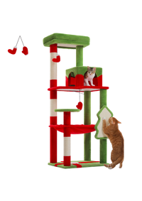 Indoor Cat Tree 56", 5-Level with Sisal Posts, Hammock, Condo & Top Perch