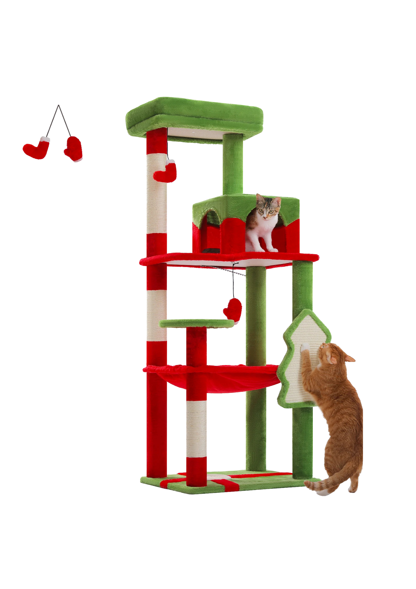 Indoor Cat Tree 56", 5-Level with Sisal Posts, Hammock, Condo & Top Perch