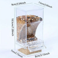Bird Feeder for Cages 7.3", No-Mess Acrylic Seed Hopper with Husk Tray