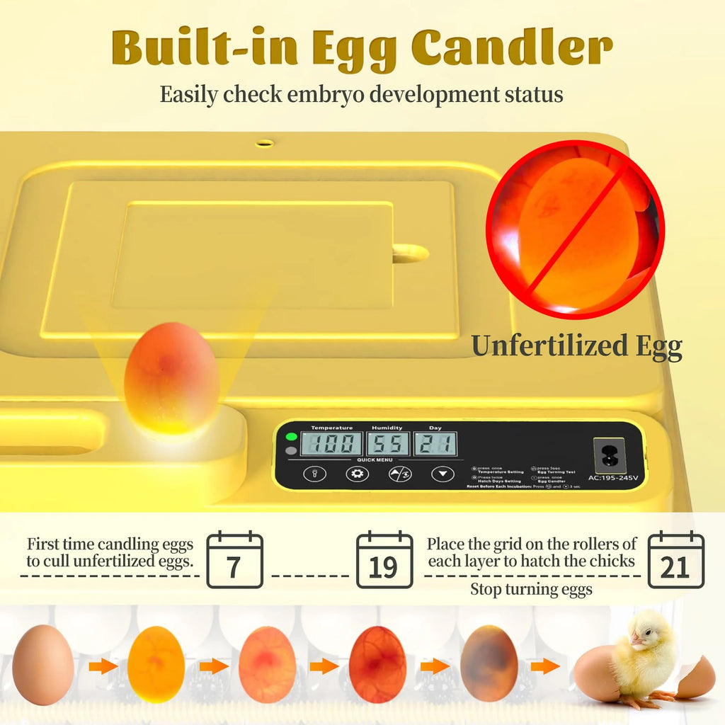 Automatic Egg Incubator – 36-Egg Digital Hatcher with Humidity Control & Candler
