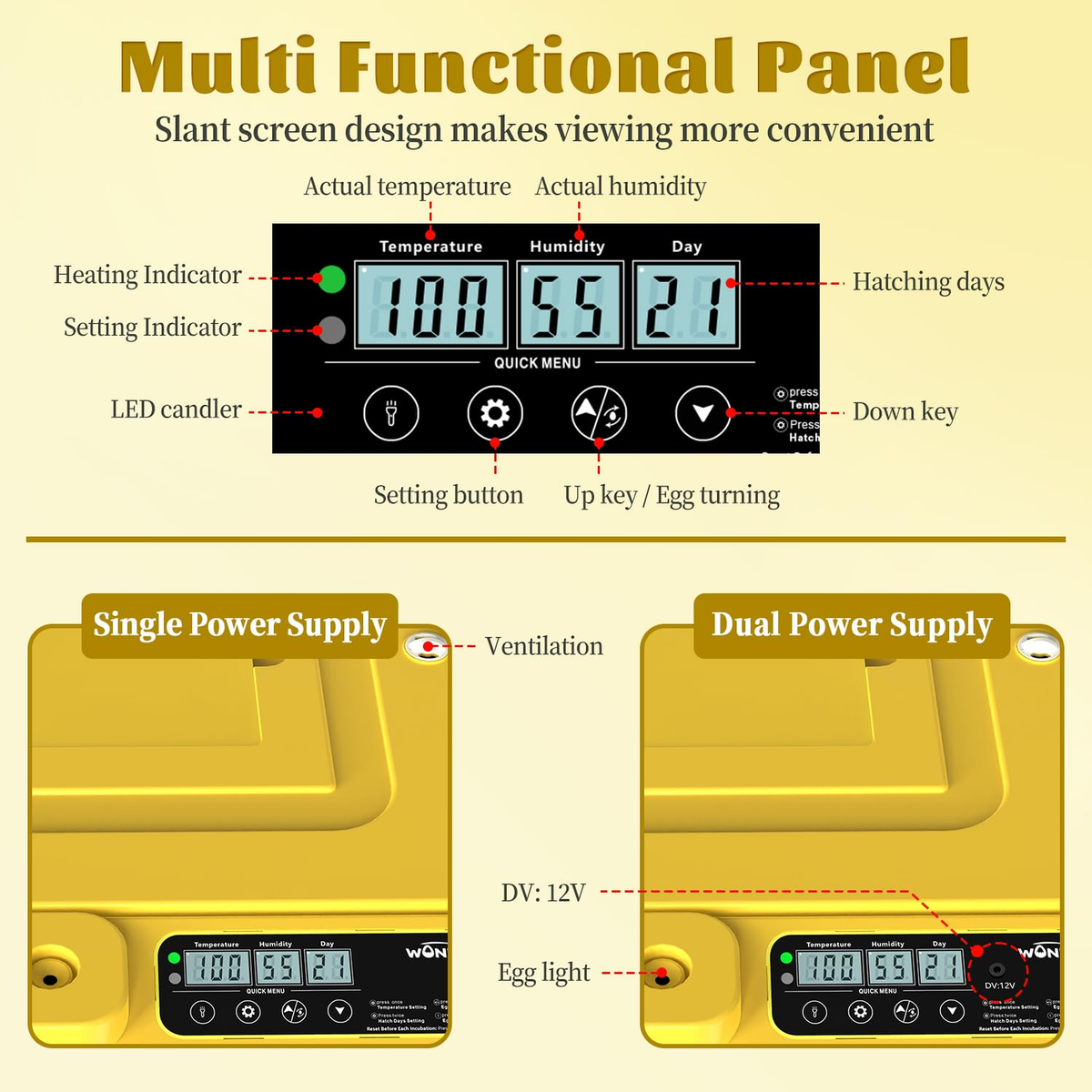 Automatic Egg Incubator – 36-Egg Digital Hatcher with Humidity Control & Candler