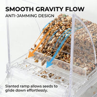 Bird Feeder for Cages 7.3", No-Mess Acrylic Seed Hopper with Husk Tray