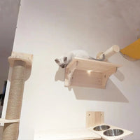 Cat Wall Shelves 15.7" x 9.8", with Removable Feeding Station & 2 Steel Bowls