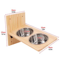 Cat Wall Shelves 15.7" x 9.8", with Removable Feeding Station & 2 Steel Bowls
