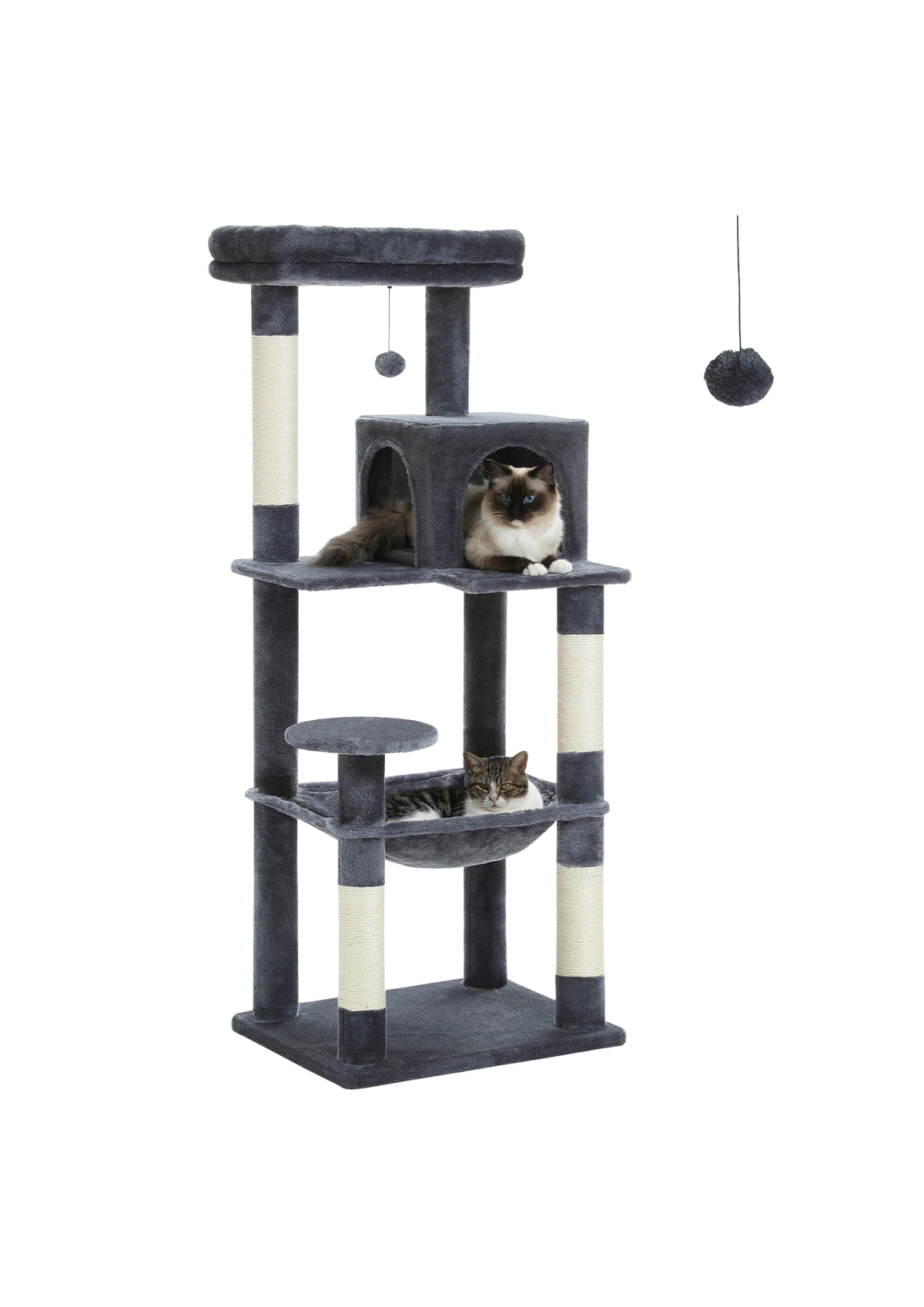 Indoor Cat Tree 56", 5-Level with Sisal Posts, Hammock, Condo & Top Perch