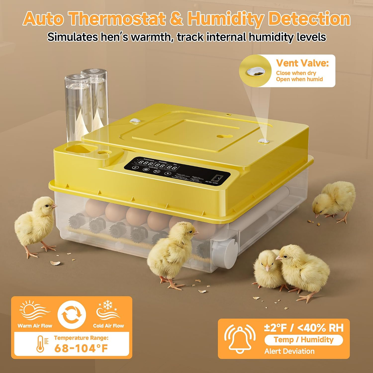Automatic Egg Incubator – 36-Egg Digital Hatcher with Humidity Control & Candler