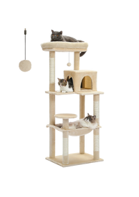 Indoor Cat Tree 56", 5-Level with Sisal Posts, Hammock, Condo & Top Perch