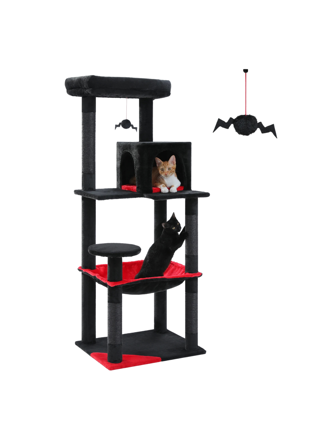 Indoor Cat Tree 56", 5-Level with Sisal Posts, Hammock, Condo & Top Perch