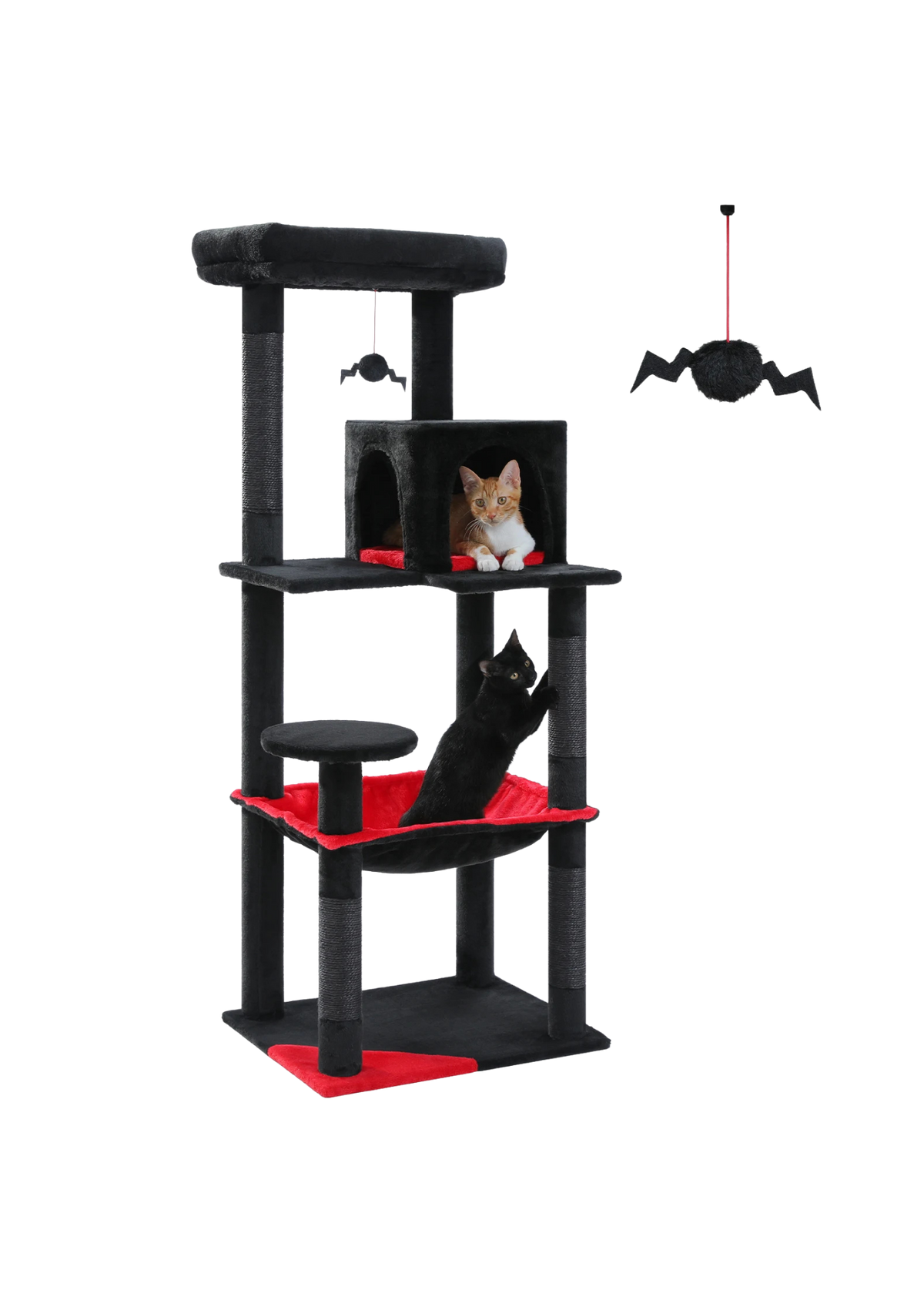 Indoor Cat Tree 56", 5-Level with Sisal Posts, Hammock, Condo & Top Perch