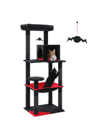 Indoor Cat Tree 56", 5-Level with Sisal Posts, Hammock, Condo & Top Perch