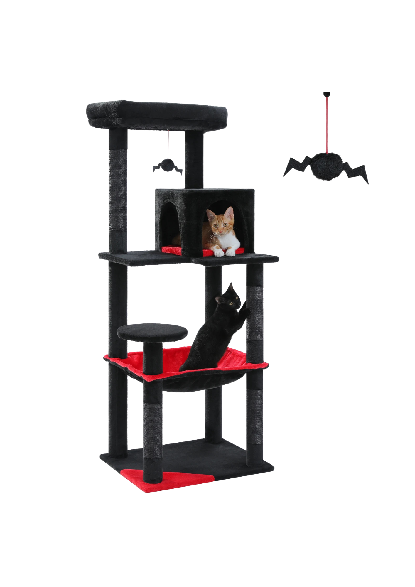 Indoor Cat Tree 56", 5-Level with Sisal Posts, Hammock, Condo & Top Perch