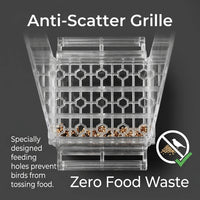 Bird Feeder for Cages 7.3", No-Mess Acrylic Seed Hopper with Husk Tray
