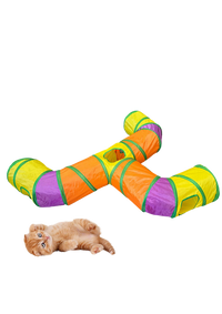 Cat Tunnel 3-Way, 51.2" with Peek Holes & Dangling Toy