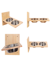 Cat Wall Shelves 15.7" x 9.8", with Removable Feeding Station & 2 Steel Bowls