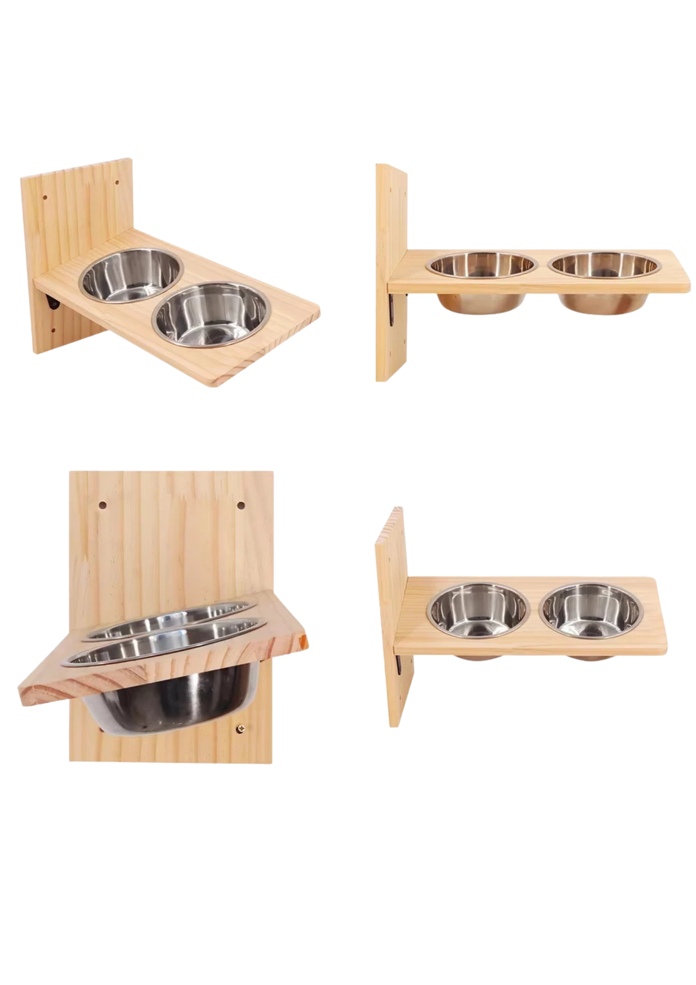 Cat Wall Shelves 15.7" x 9.8", with Removable Feeding Station & 2 Steel Bowls