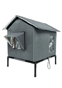 Insulated Cat House 22", Waterproof Oxford Tent with Thermal Lining & Elevated Stand