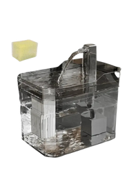 Cat Water Fountain 1.5L, Transparent Tank with Raised Faucet Spout, Filter & Anti-Dry-Burn Pump