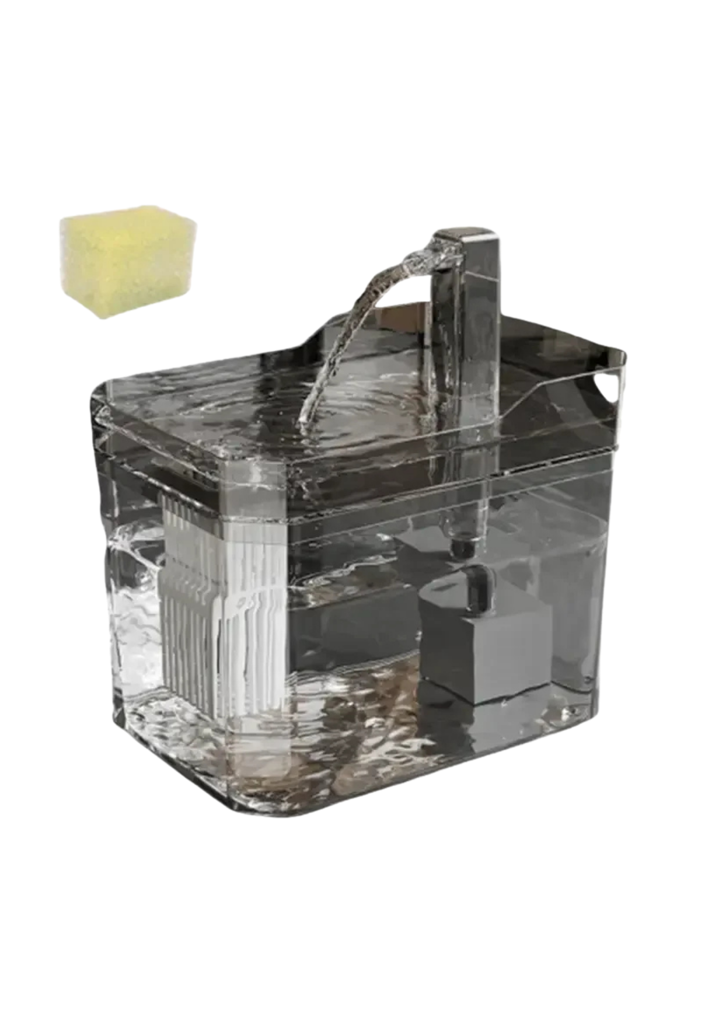 Cat Water Fountain 1.5L, Transparent Tank with Raised Faucet Spout, Filter & Anti-Dry-Burn Pump