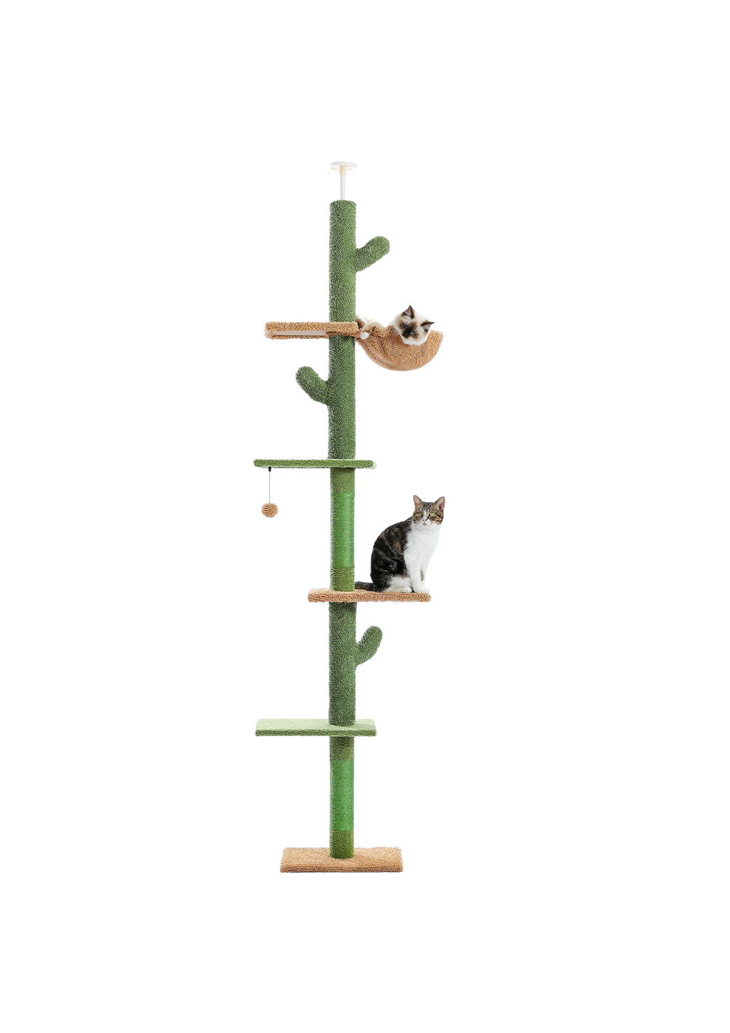 Cat Tree Cactus Floor to Ceiling 90"–108", 5 Levels with Sisal & Hammock