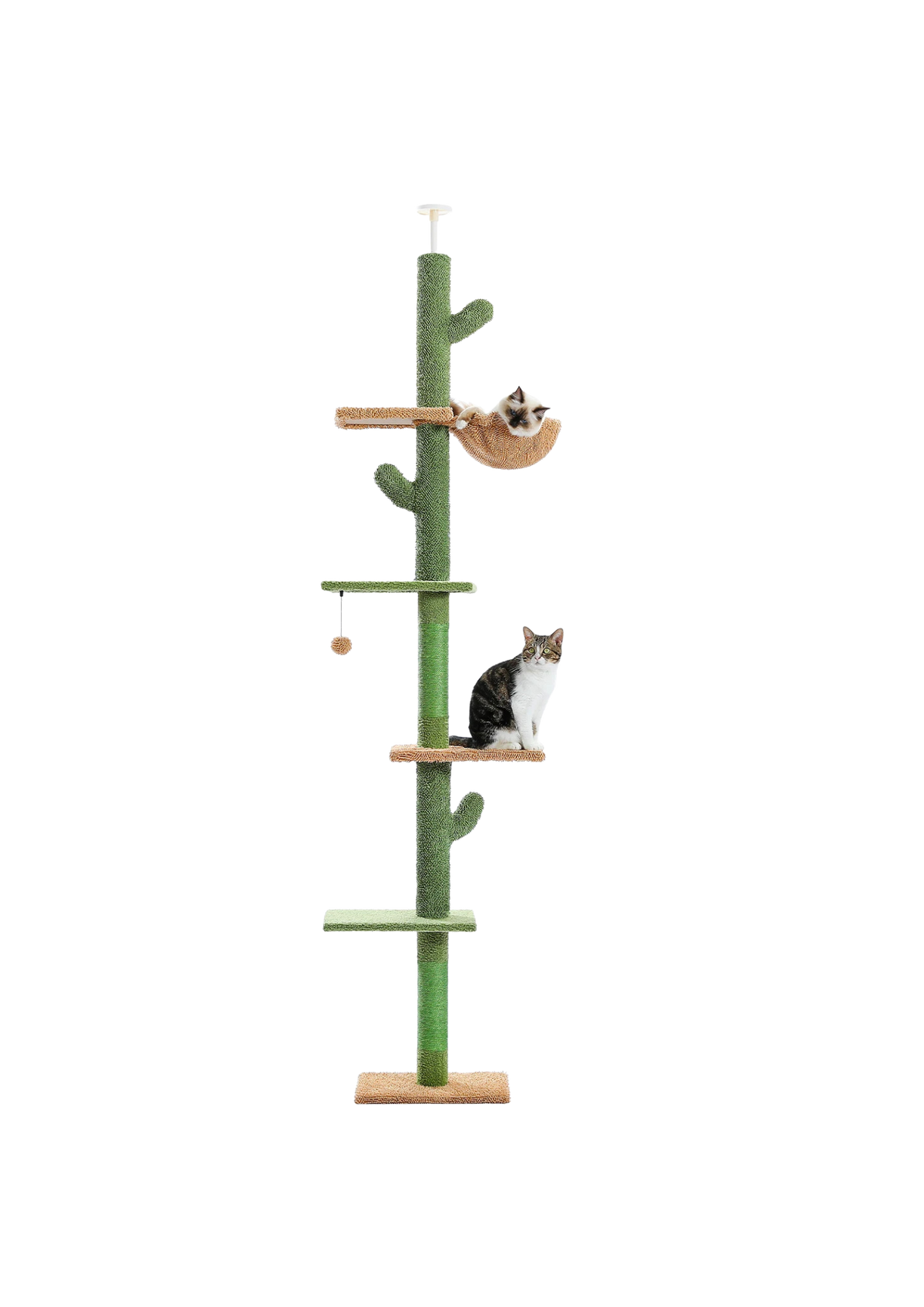 Cat Tree Cactus Floor to Ceiling 90"–108", 5 Levels with Sisal & Hammock