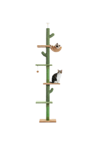 Cat Tree Cactus Floor to Ceiling 90"–108", 5 Levels with Sisal & Hammock