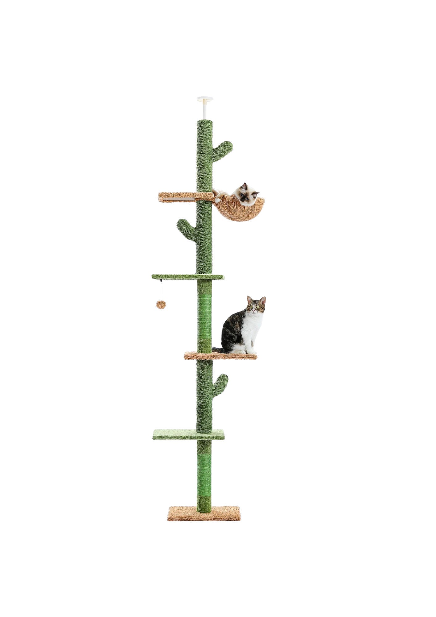 Cat Tree Cactus Floor to Ceiling 90"–108", 5 Levels with Sisal & Hammock
