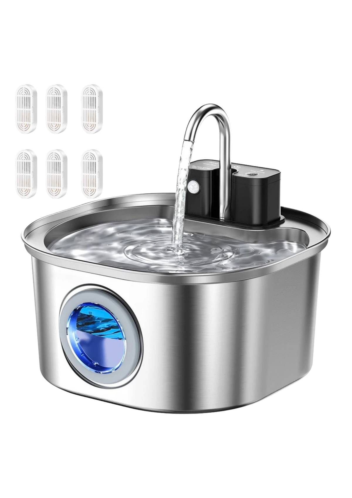 Cat Water Fountain 3.2L, Cordless Rechargeable Stainless Steel with Motion Sensor & 3 Water Modes