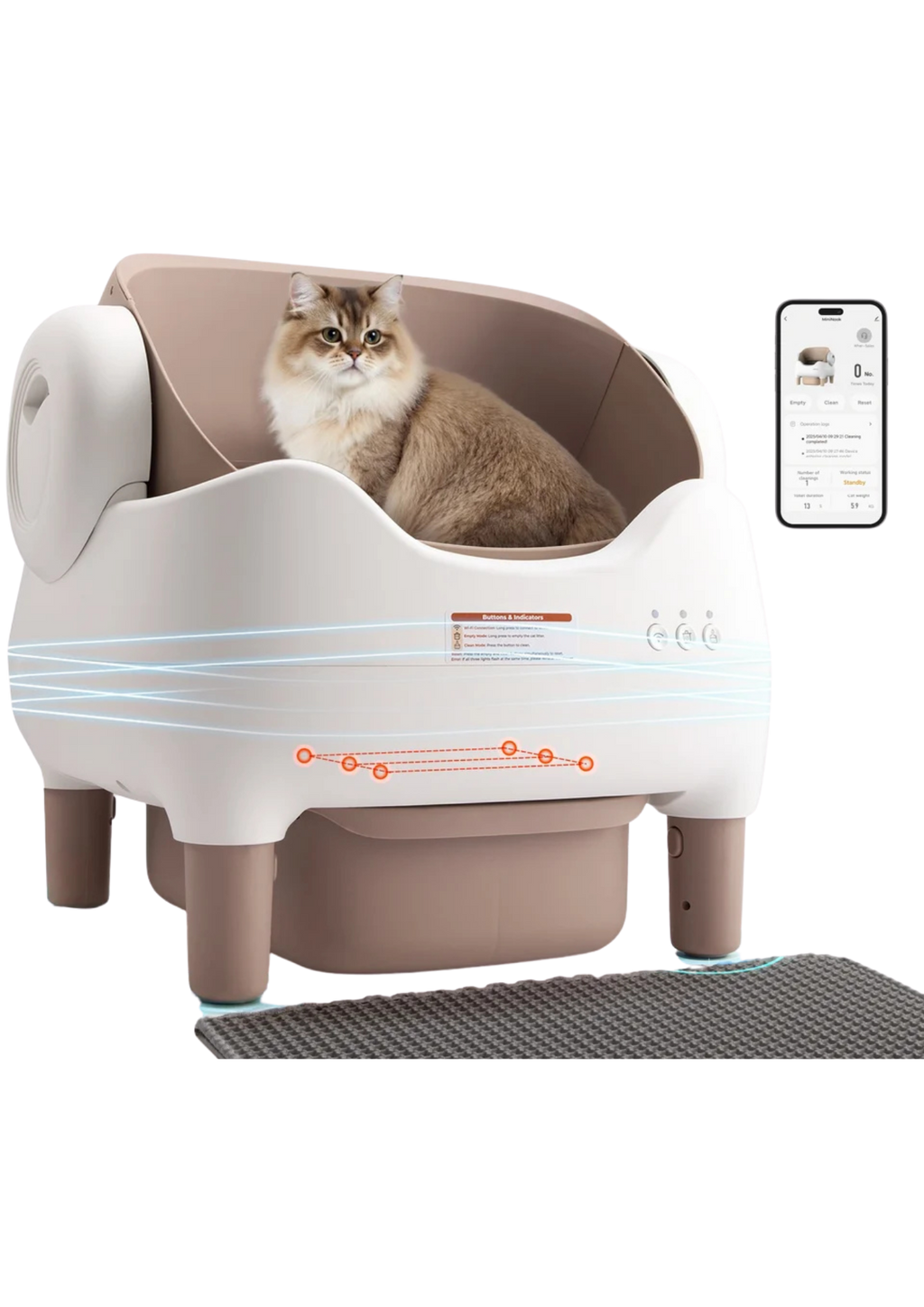 Automatic Litter Box 10L, Self-Cleaning Open-Top with App Control & Ultra-Quiet Motor