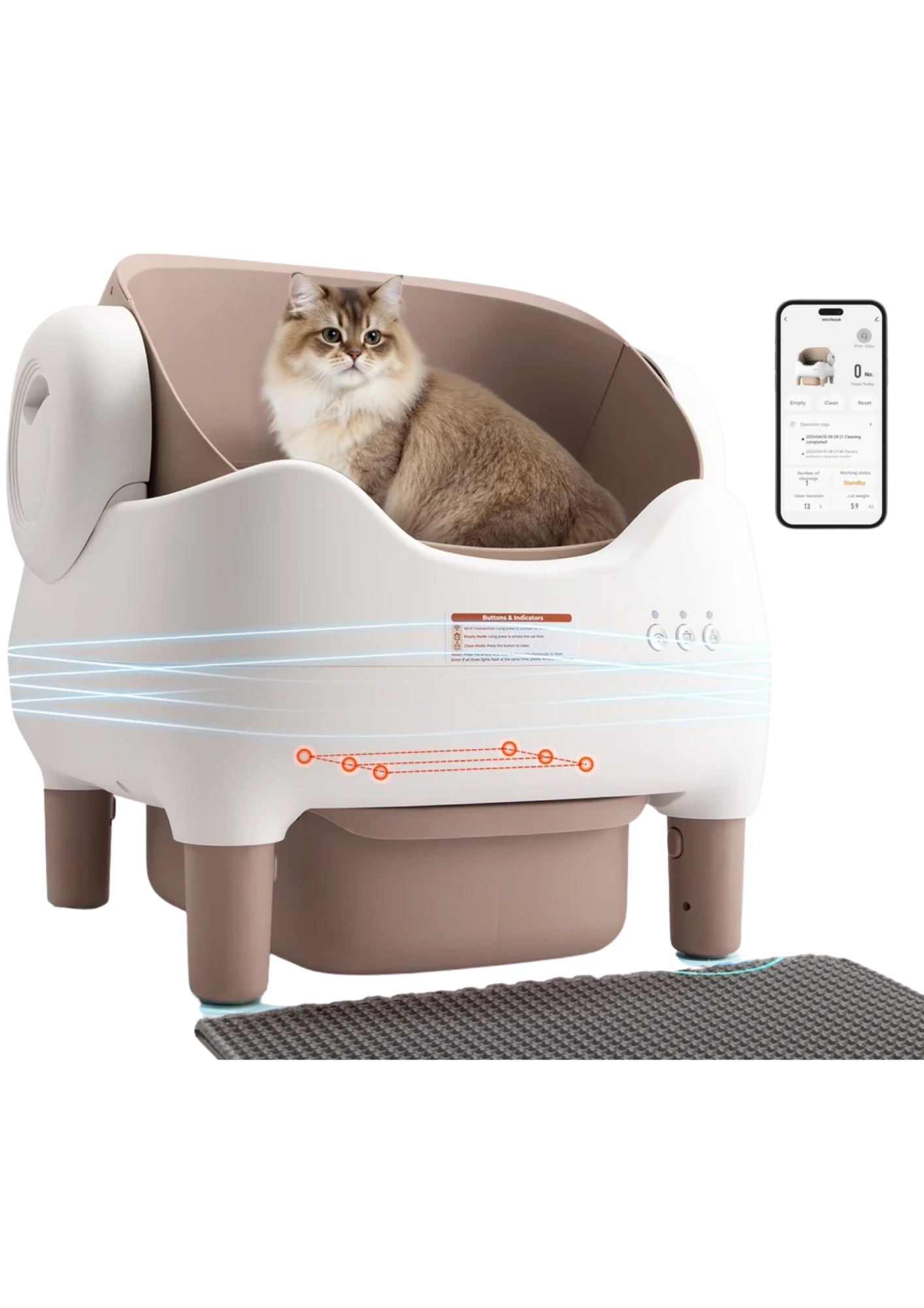 Automatic Litter Box 10L, Self-Cleaning Open-Top with App Control & Ultra-Quiet Motor