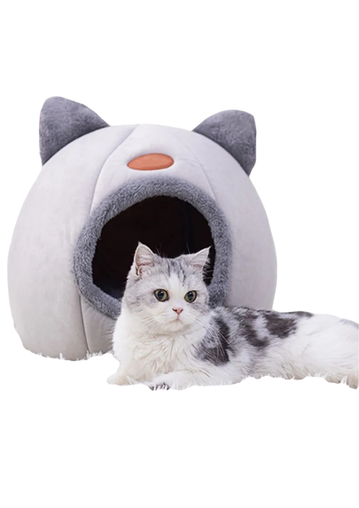 Cat House Cave Bed 13"–16", Cozy Enclosed Design with Removable Plush Cushion