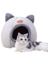 Cat House Cave Bed 13"–16", Cozy Enclosed Design with Removable Plush Cushion