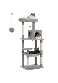 Indoor Cat Tree 56", 5-Level with Sisal Posts, Hammock, Condo & Top Perch