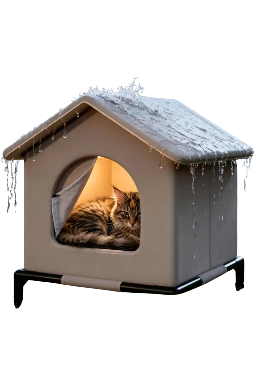 Cat House Outdoor 13"–16.5", Waterproof Elevated Shelter with Reversible Mat