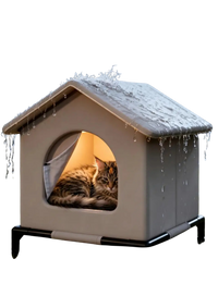 Cat House Outdoor 13"–16.5", Waterproof Elevated Shelter with Reversible Mat