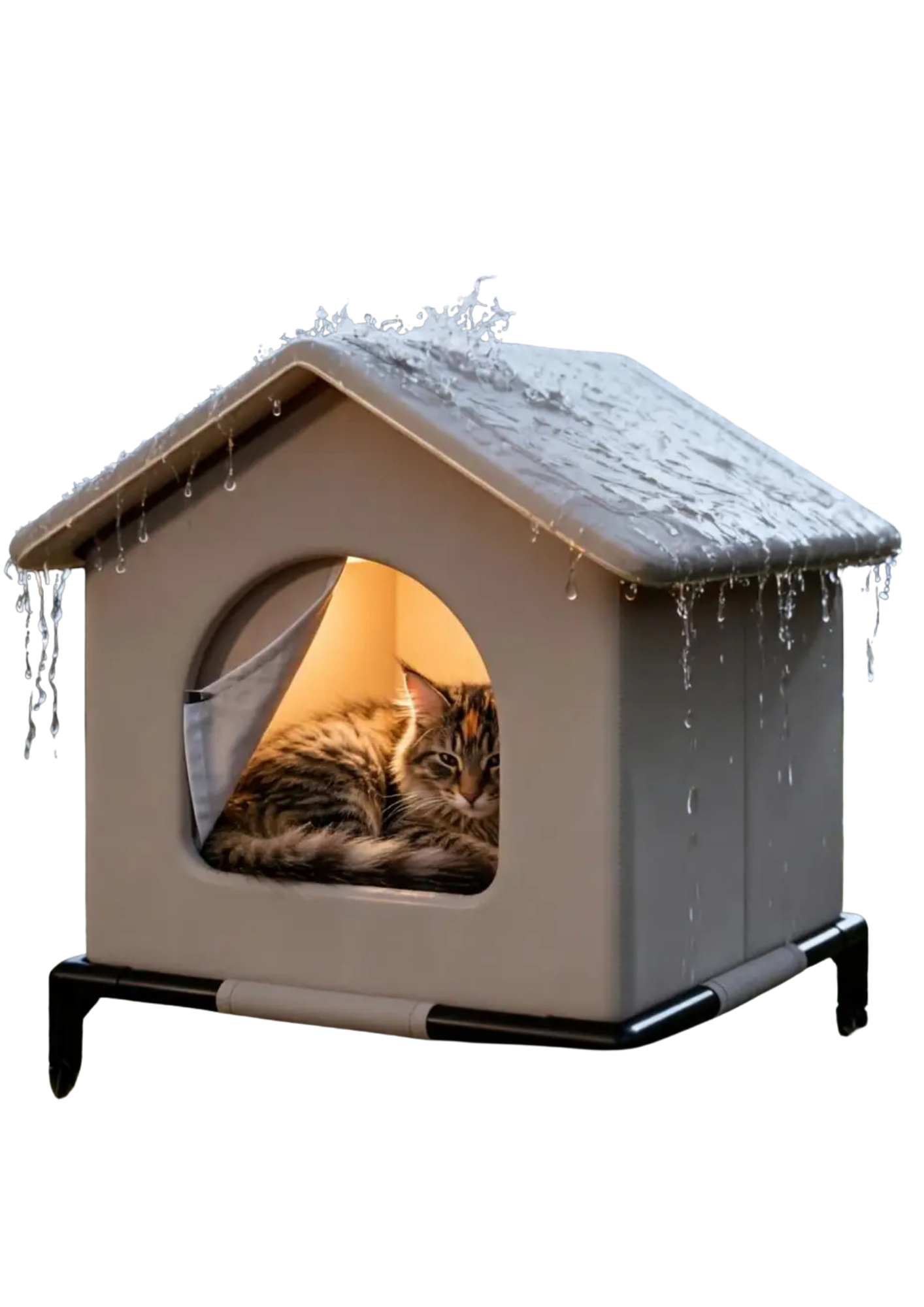 Cat House Outdoor 13"–16.5", Waterproof Elevated Shelter with Reversible Mat