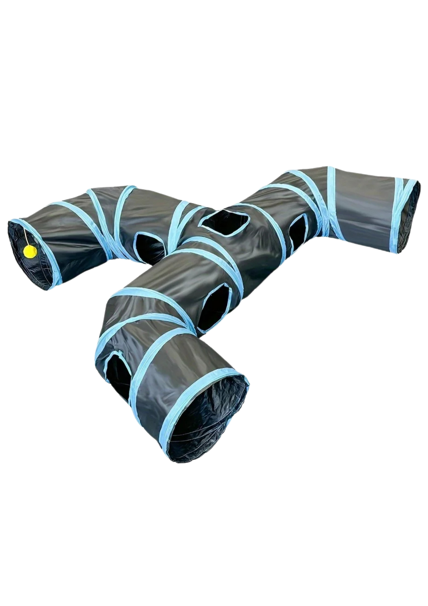 Cat Tunnel 3-Way, 51.2" with Peek Holes & Dangling Toy