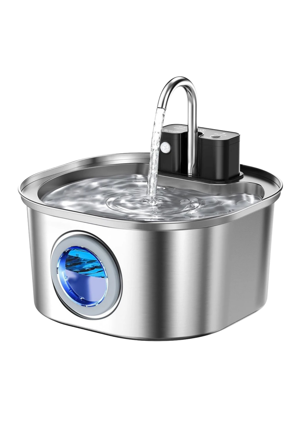 Cat Water Fountain 3.2L, Cordless Rechargeable Stainless Steel with Motion Sensor & 3 Water Modes
