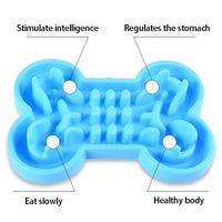 Slow Dog Feeder Bone-Shaped Silicone Maze Bowl, Anti-Gulping & Anti-Choke, Non-Slip