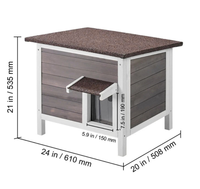 Insulated Cat House 24", Cedar with Foam Insulation, Sloped Roof & Door Curtain
