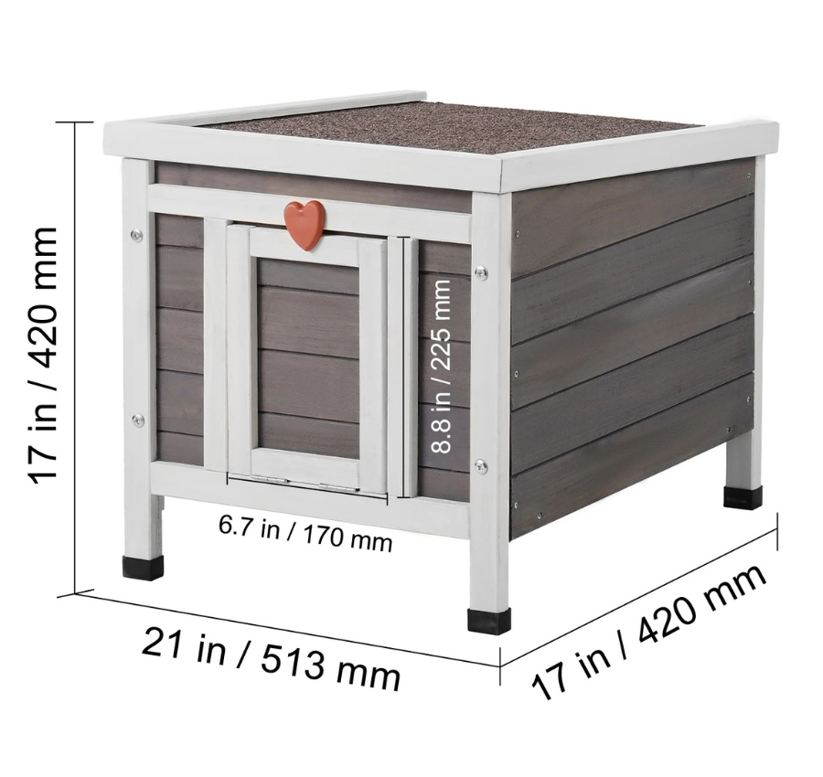 Outdoor Cat House 21", Cedar Shelter with Openable Roof, Elevated Legs & Door Flap