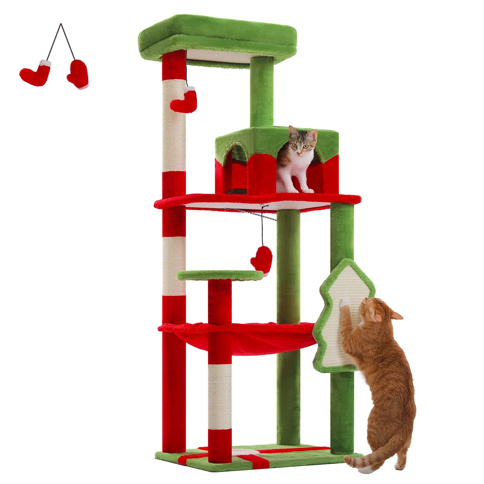 Cat Tree 143cm, 5-Level with Sisal Posts, Hammock, Condo & Top Perch
