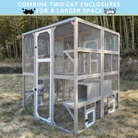 Catio Walk-In 67.7", Fir Wood with 5 Platforms, 2 Napping Houses & Window Access