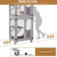 Catio Tower on Wheels 62.8", 4-Tier with Condo, Hammock & Window Access