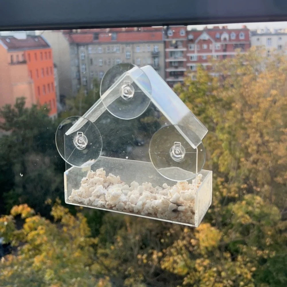 Bird Feeder for Windows 5.9", Clear Acrylic House with 3 Strong Suction Cups